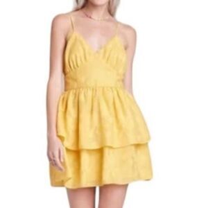 Wild Fable Gold Fit And Flare Tiered Dress, Size M, NWT